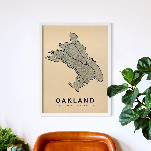 Oakland Neighborhood Map Poster, Oakland City Map Art Print