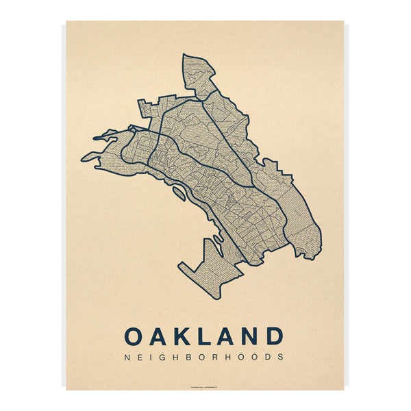 Oakland Neighborhood Map Poster, Oakland City Map Art Print
