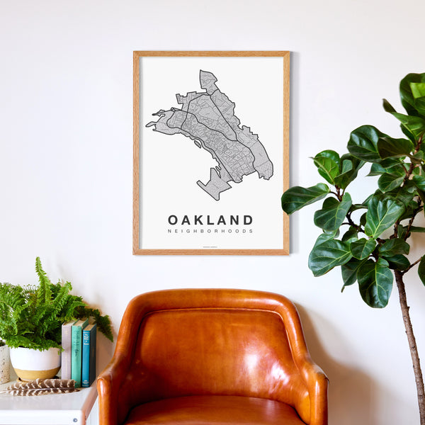 Oakland Neighborhood Map Poster, Oakland City Map Art Print