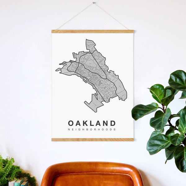 Oakland Neighborhood Map Poster, Oakland City Map Art Print