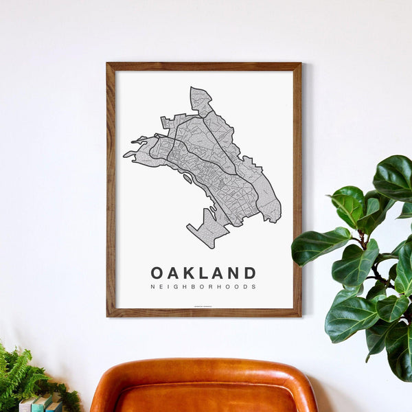 Oakland Neighborhood Map Poster, Oakland City Map Art Print