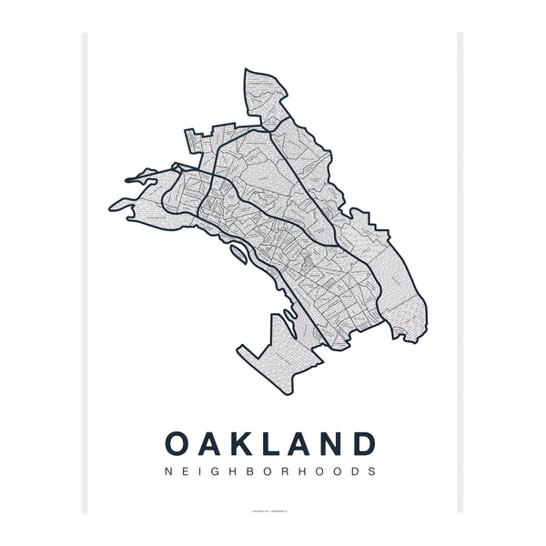 Oakland Neighborhood Map Poster, Oakland City Map Art Print