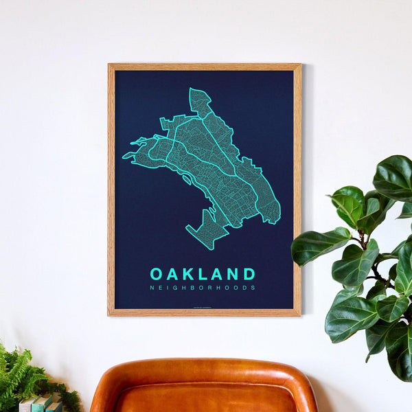 Oakland Neighborhood Map Poster, Oakland City Map Art Print