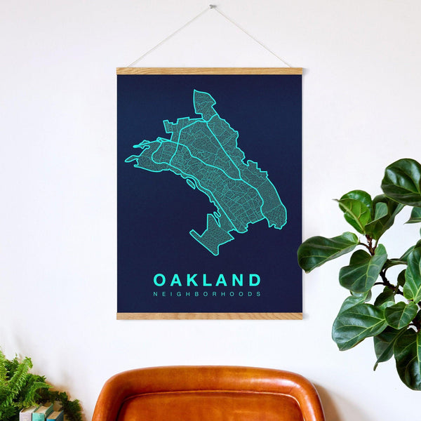 Oakland Neighborhood Map Poster, Oakland City Map Art Print