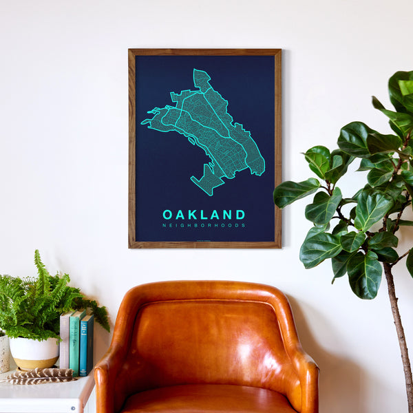Oakland Neighborhood Map Poster, Oakland City Map Art Print