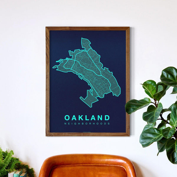 Oakland Neighborhood Map Poster, Oakland City Map Art Print