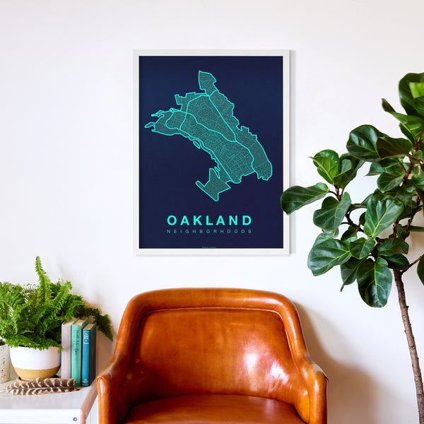 Oakland Neighborhood Map Poster, Oakland City Map Art Print
