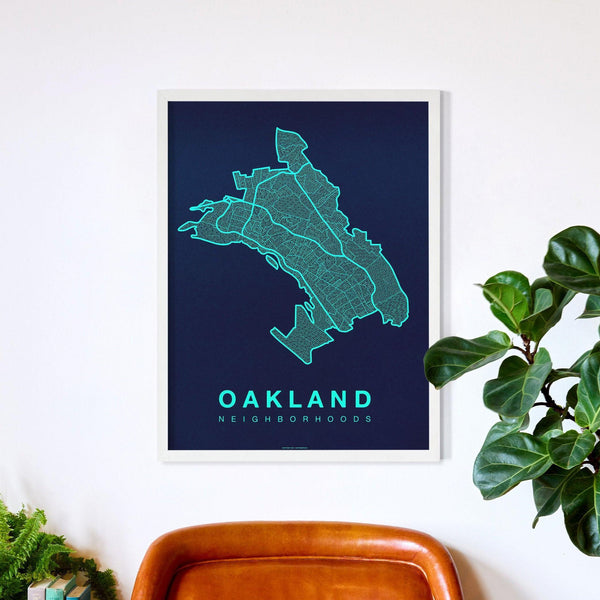 Oakland Neighborhood Map Poster, Oakland City Map Art Print