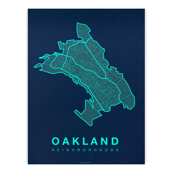 Oakland Neighborhood Map Poster, Oakland City Map Art Print