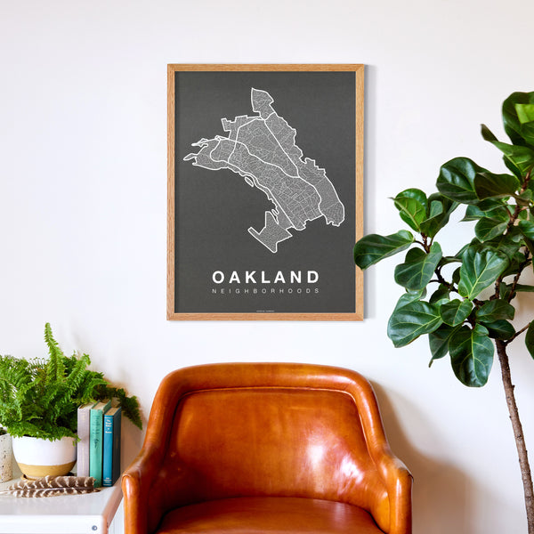 Oakland Neighborhood Map Poster, Oakland City Map Art Print