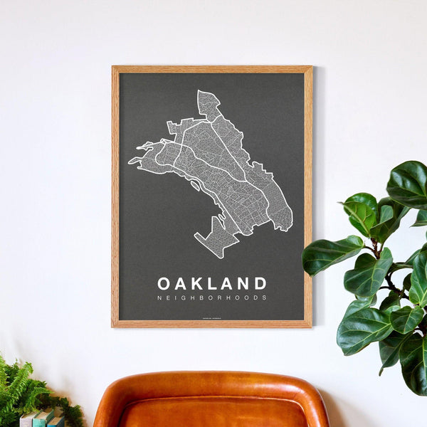 Oakland Neighborhood Map Poster, Oakland City Map Art Print