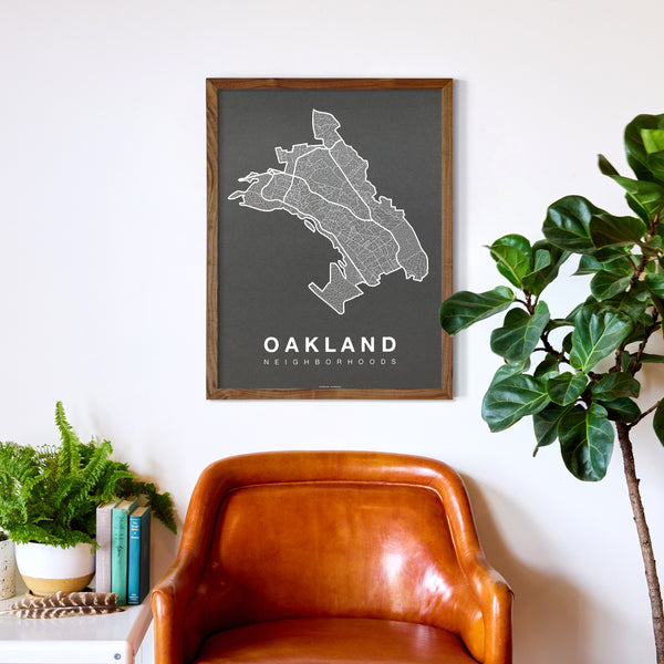 Oakland Neighborhood Map Poster, Oakland City Map Art Print