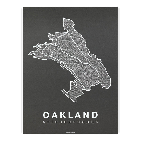 Oakland Neighborhood Map Poster, Oakland City Map Art Print