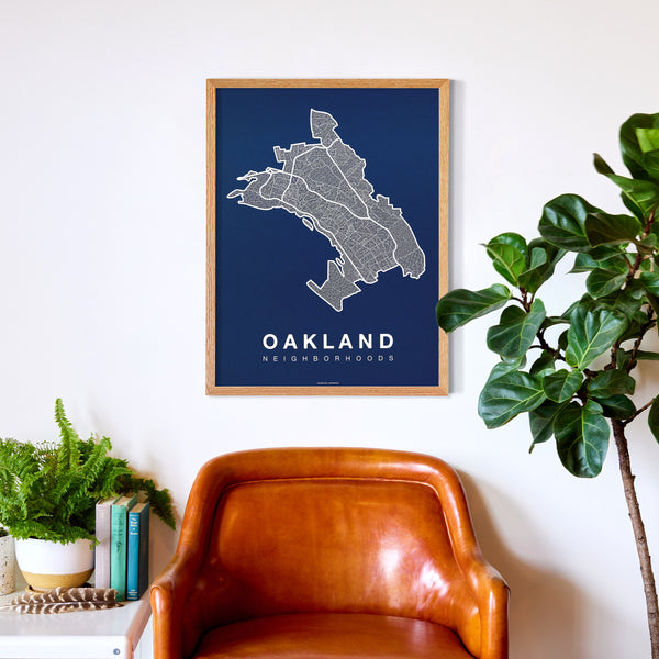 Oakland Neighborhood Map Poster, Oakland City Map Art Print