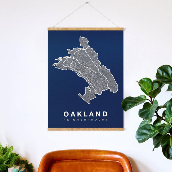 Oakland Neighborhood Map Poster, Oakland City Map Art Print