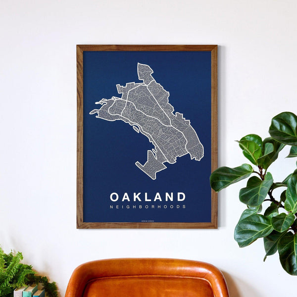 Oakland Neighborhood Map Poster, Oakland City Map Art Print