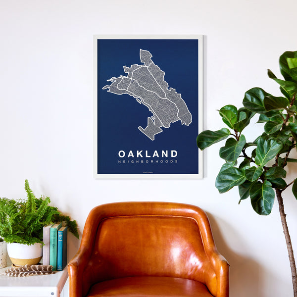 Oakland Neighborhood Map Poster, Oakland City Map Art Print