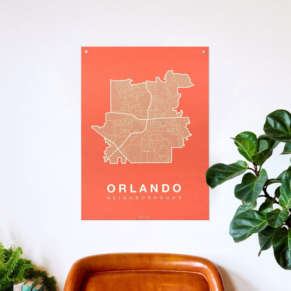 Orlando Neighborhood Map Poster, Orlando City Map Art Print