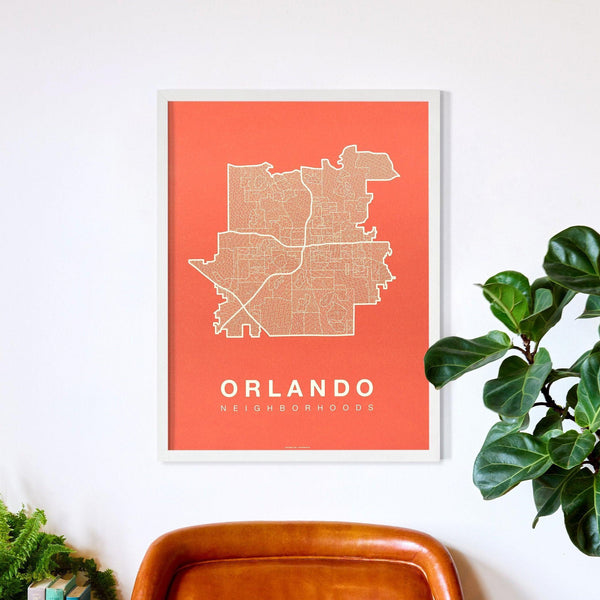 Orlando Neighborhood Map Poster, Orlando City Map Art Print