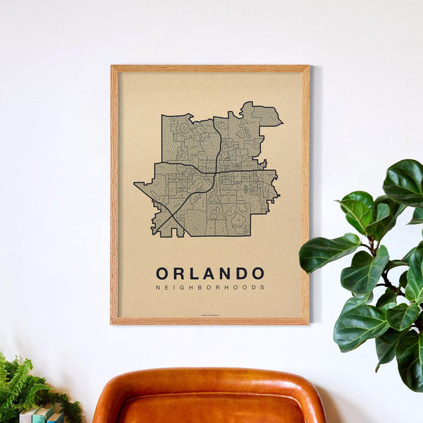 Orlando Neighborhood Map Poster, Orlando City Map Art Print