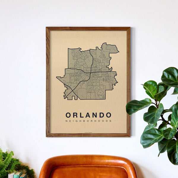 Orlando Neighborhood Map Poster, Orlando City Map Art Print