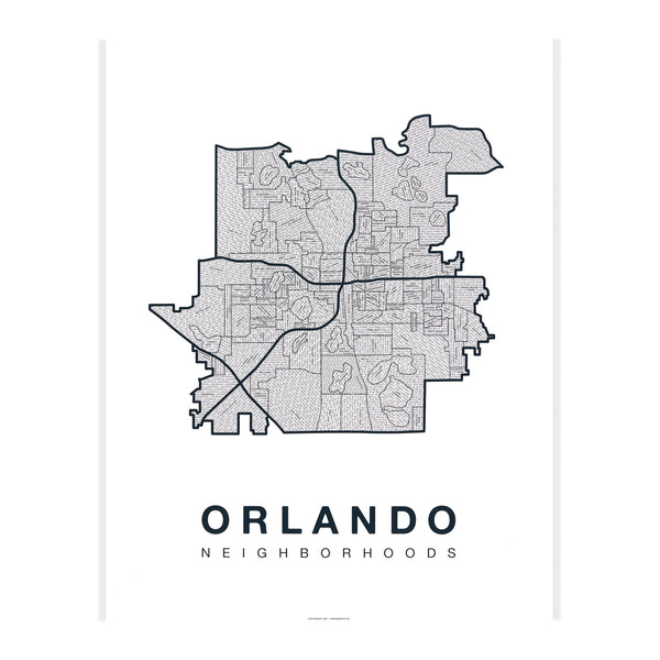 Orlando Neighborhood Map Poster, Orlando City Map Art Print