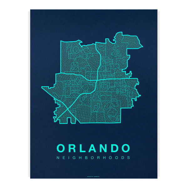 Orlando Neighborhood Map Poster, Orlando City Map Art Print