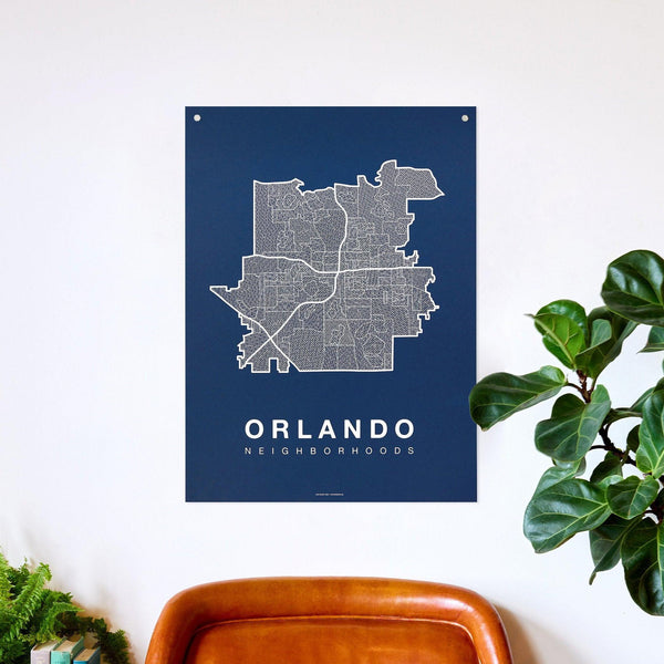 Orlando Neighborhood Map Poster, Orlando City Map Art Print