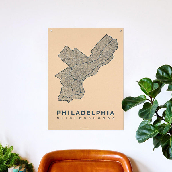 Philadelphia Neighborhood Map Poster, Philadelphia City Map Art Print