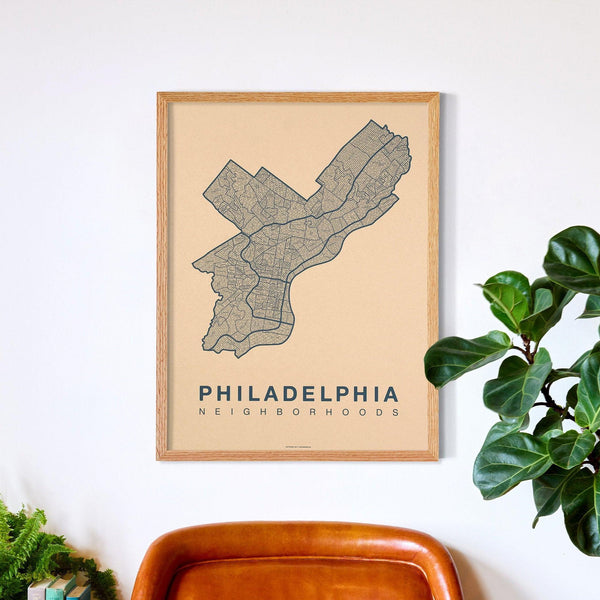 Philadelphia Neighborhood Map Poster, Philadelphia City Map Art Print
