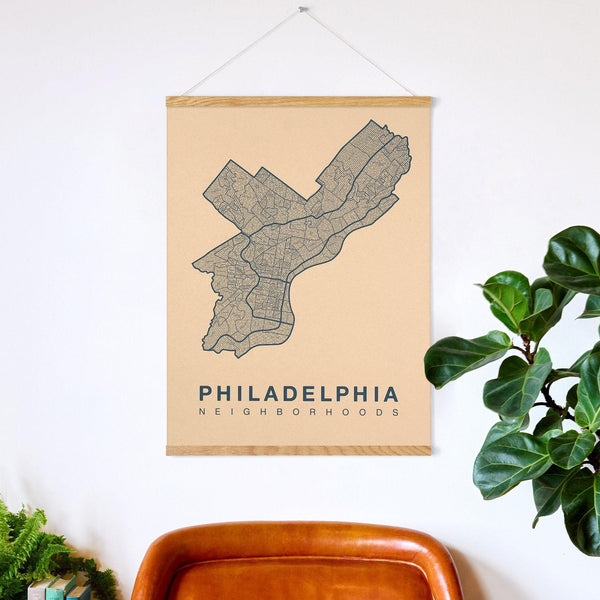 Philadelphia Neighborhood Map Poster, Philadelphia City Map Art Print
