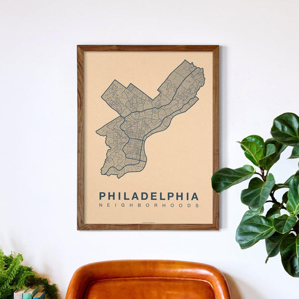 Philadelphia Neighborhood Map Poster, Philadelphia City Map Art Print
