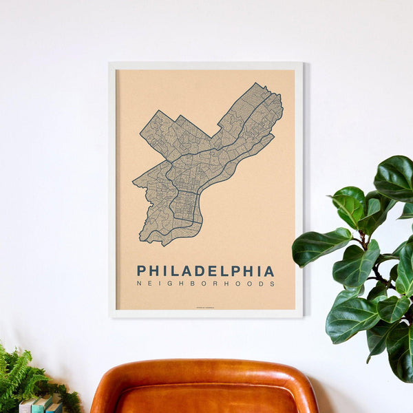 Philadelphia Neighborhood Map Poster, Philadelphia City Map Art Print