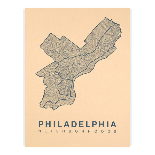 Philadelphia Neighborhood Map Poster, Philadelphia City Map Art Print