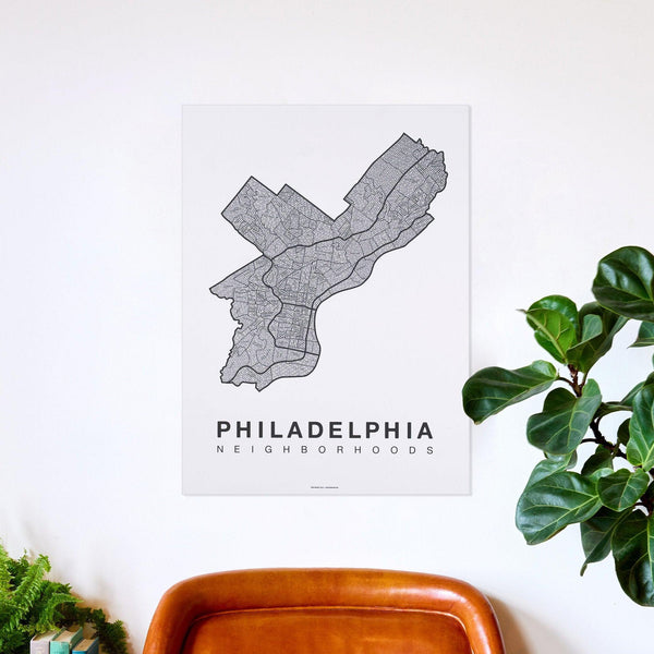 Philadelphia Neighborhood Map Poster, Philadelphia City Map Art Print