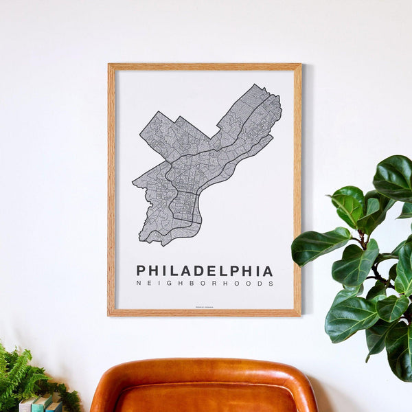 Philadelphia Neighborhood Map Poster, Philadelphia City Map Art Print