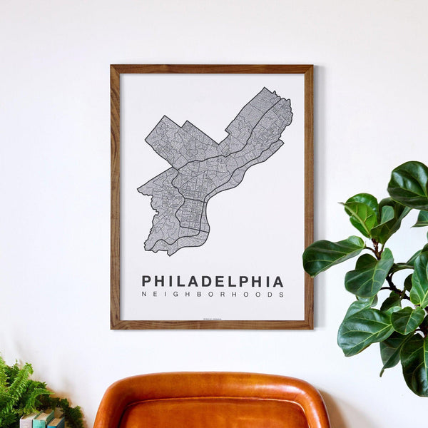 Philadelphia Neighborhood Map Poster, Philadelphia City Map Art Print