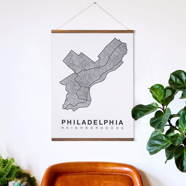Philadelphia Neighborhood Map Poster, Philadelphia City Map Art Print