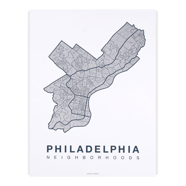 Philadelphia Neighborhood Map Poster, Philadelphia City Map Art Print