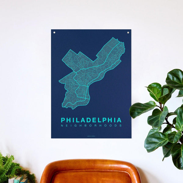 Philadelphia Neighborhood Map Poster, Philadelphia City Map Art Print