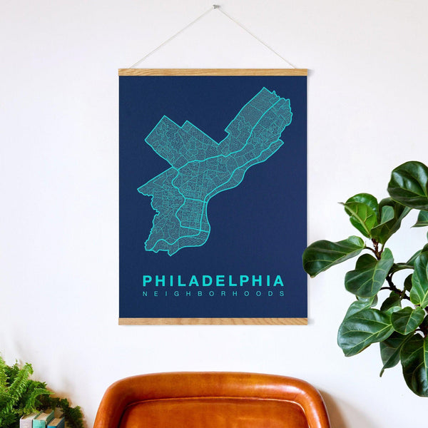 Philadelphia Neighborhood Map Poster, Philadelphia City Map Art Print