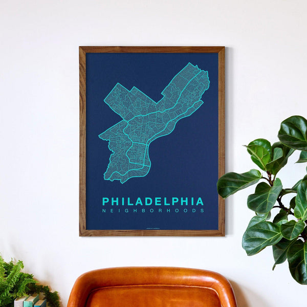 Philadelphia Neighborhood Map Poster, Philadelphia City Map Art Print