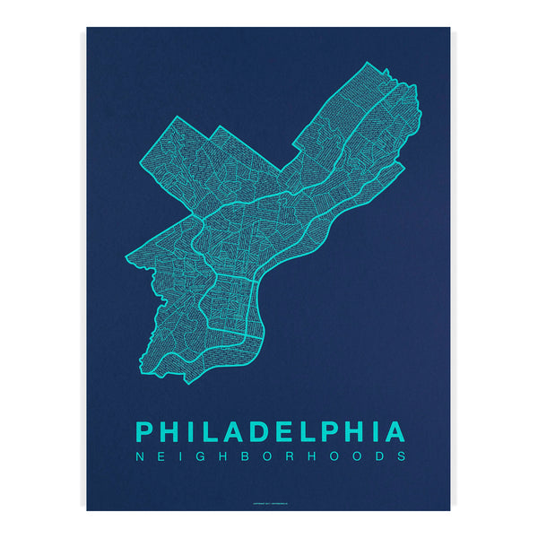 Philadelphia Neighborhood Map Poster, Philadelphia City Map Art Print