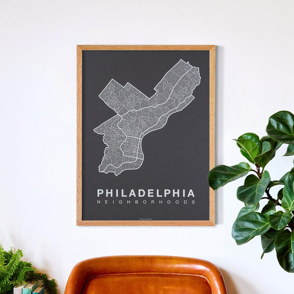 Philadelphia Neighborhood Map Poster, Philadelphia City Map Art Print