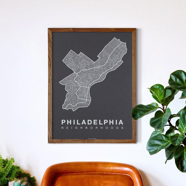 Philadelphia Neighborhood Map Poster, Philadelphia City Map Art Print