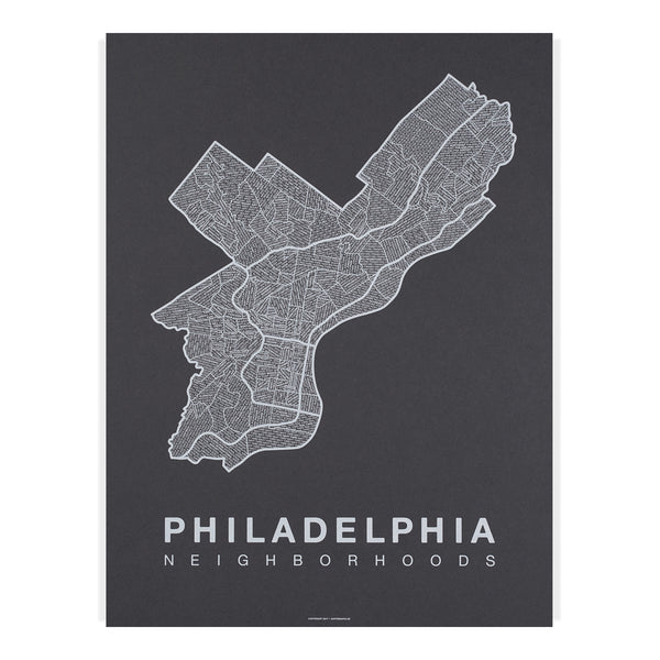 Philadelphia Neighborhood Map Poster, Philadelphia City Map Art Print