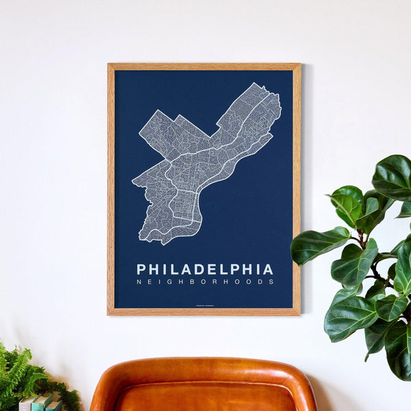 Philadelphia Neighborhood Map Poster, Philadelphia City Map Art Print