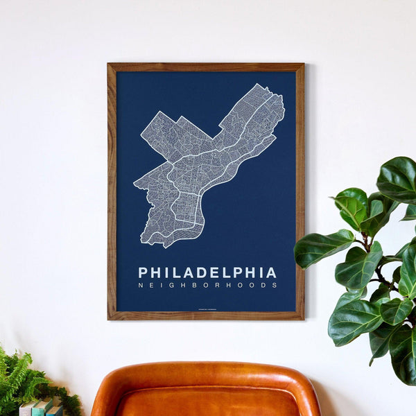 Philadelphia Neighborhood Map Poster, Philadelphia City Map Art Print