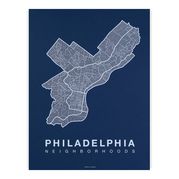 Philadelphia Neighborhood Map Poster, Philadelphia City Map Art Print