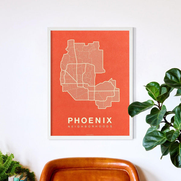 Phoenix Neighborhood Map Poster, Phoenix City Map Art Print